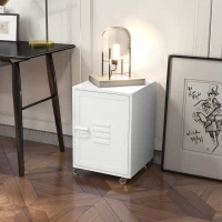 Vinsetto Bloco de Gavetas de Escritório Móvel Arquivador com Rodas Prateleira Ajustável e Porta de Metal 38x38,5x55,5 cm Branco(m-10)