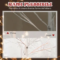 HOMCOM Albero Luminoso di Ciliegio con 120 Luci LED Alto 150 cm e 3 Livelli di Luminosità per Interni ed Esterni, Bianco(m-6)