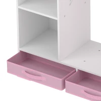 AIYAPLAY Kids Wardrobe with Lighted Mirror, Clothes Rail, Jewelry Cabinet, Shelves, Storage Boxes for Bedroom, Nursery, Pink(m-11)