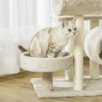 PawHut® krabboom kattenboom klimboom speelgoed tunnel beige l x b x h 50 x 40 x 105 cm kattenkrabboom katten(m-7)