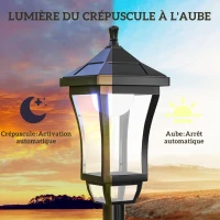 Outsunny Luminaire extérieur lampadaire sur pied solaire lampadaire lanterne classique LED 30 Lm 15 x 15 x 127 cm noir(m-5)