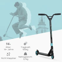 HOMCOM Pro stuntscooter, kickstep voor freestyle tricks, aluminium, metaal, kunstleer, voor kinderen en volwassenen, groen(m-4)