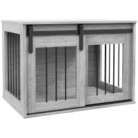 PawHut Cage caisse pour chien animaux intérieur porte coulissante, métal effet bois, dim. 57H x 80L x 54l cm(m-1)