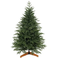 HOMCOM 150cm Artificial Christmas Tree Full Hinged Xmas Tree Solid Pine Wood Stand, Green(m-1)