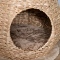 PawHut kattenboom krabpaal met kattengrot sisal hoogte 82,5 cm zacht pluche geel(m-8)