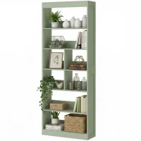 HOMCOM Bookcase, 6-Tier Bookshelf with Open Storage Shelves, Cubes, 180 cm Tall Display Shelf with Anti-Tipping Design, Green(m-11)