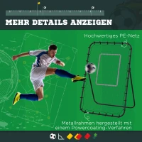 HOMCOM Voetbalvangnet, verstelbare hoek, in hoogte verstelbaar, rebounder, kickback, zwart(m-5)