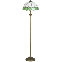 HOMCOM Tiffany-Style Floor Lamp with Handcrafted Stained Glass Shade, 152cm Tall Vintage Standing Lamp, Bronze Tone and Green