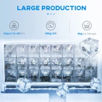 HOMCOM Commercial Ice Maker with 4kg Ice Storage - Silver Tone(m-4)