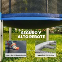 SPORTNOW Cama Elástica Exterior Ø305 cm Trampolín para Niños con Red de Seguridad Escalera y Acolchado de Muelles Azul(m-6)