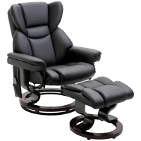 Homcom Relax massagestoel met voetenbank, ligfunctie, kunstleer, zwart(m-11)
