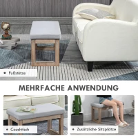 HOMCOM Voetenbank in Scandinavisch design, zithocker, voetenbank, 68 cm x 38 cm x 42 cm, grijs + natuurlijk(m-6)