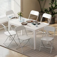 HOMCOM 6er-Set Klappstühle, faltbare Stühle mit Ablauflöchern, Stahlrahmen, vielseitig einsetzbar, Weiß(m-2)