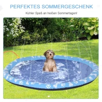 PawHut hondenbad, peuterbad, met watersproeier, rond, antislip, blauw, Ø150 cm(m-7)
