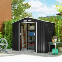 Outsunny Gereedschapschuur Tuinschuur Metaal kolengrijs(m-8)