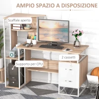 HOMCOM Scrivania PC di Design Moderno con Scaffale 133 x 55 x 123cm(m-5)