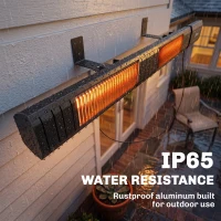Outsunny 3000 W Electric Infrared Patio Heater, Wall Mounted IP65 Garden Heater with 9 Heat Settings, 24 H Timer, Black(m-8)