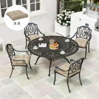 Outsunny Conjunto de Cojines para Sillas de Comedor y Jardín Impermeable y Anti-UV con 2 Cordones de Fijación 48x48x10 cm Caqui(m-9)