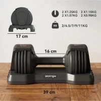SPORTNOW Set Gantere Reglabile 5 în 1 cu Sistem de Eliberare Rapidă 11 kg Negru(m-3)