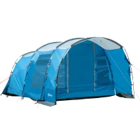 Outsunny Campingtent voor 5 personen, 2 kamers, verwijderbaar tussenschot, weerbestendig, incl. transporttas, blauw+zwart(m-10)