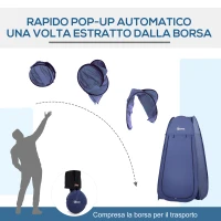 Outsunny Tenda da Doccia Pop Up Impermeabile in Poliestere e Plastica, 100x100x185 cm, Blu Navy(m-4)