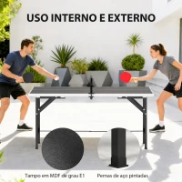 SPORTNOW Mini Mesa de Ping Pong Dobrável 152x76 cm para Exterior com Rede 2 Raquetes e 3 Bolas Fácil de Transportar Preto(m-6)