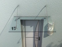 HOMCOM Glazen luifel voordak huisdeur roestvrije staal gehard glas 150X90 cm(m-7)