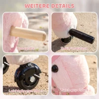 AIYAPLAY Reitpferd auf Rollen Spielpferd zum Reiten mit Einhorn-Design Rollen Sound Griffe Fußstütze bis 40 kg für Kinder 1–3(m-7)