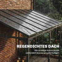 Outsunny Anbaupavillon 4 x 3m Terrassenüberdachung mit schrägen Polycarbonat-Dach Metall-Aluminium-Rahmen, Wandmontage(m-6)
