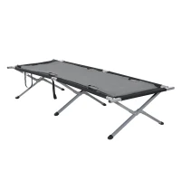 Outsunny Cama de Camping Plegable de Aluminio con Bolsa de Transporte Portátil con Acolchado Capacidad de Carga 114 kg para Interiores y Exteriores 210x86x42 cm Gris(m-1)