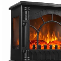 HOMCOM 3-Sided Glass Electric Fire Fan Heater, Electric Fireplace Stove Freestanding Log Burner with Flame Effect, Black(m-10)