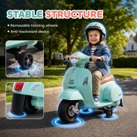 HOMCOM Vespa Licensed 6V Kids Electric Motorbike Ride On Motorcycle  Battery Powered for 18-36 Months with Horn, Green(m-6)