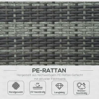 Outsunny ligbank voor buiten dubbele ligstoel relax ligstoel voor 2 personen 5 standen metaal PE-rotan grijs(m-4)