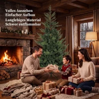 HOMCOM Weihnachtsbaum, Kunsttanne, realistisches Aussehen, schneller Aufbau, Kunststoff, Grün, 140 x 140 x 210cm(m-4)