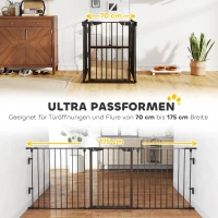PawHut 2-in-1 Afsluithek, Huisdieren Speelplaats, Veiligheidshek, Opvouwbaar, Metaal, 300 x 3 x 74,5 cm, Zwart(m-8)