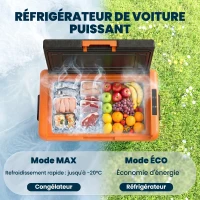 Outsunny Glacière électrique 40L portable, réfrigérateur congélateur avec poignées - dim. 58,7L x 36,5l x 43,8H cm orange et noir(m-4)