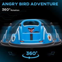 AIYAPLAY Angry Bird Licensed Waltzer Car, 12V Kids Bumper Car w/ Joysticks, Remote, Music LED Lights, Blue(m-4)