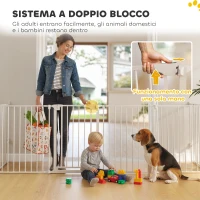 PawHut Recinto per Cani a 8 Pannelli Modulabili con Chiusura Automatica, in Acciaio e ABS, 61x3x75 cm, Bianco(m-6)