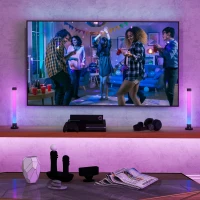 HOMCOM Conjunto de 2 Candeeiros de Mesa LED com Controlo Remoto App Bluetooth Sincronização com Música 6x6x32,5 cm Branco(m-10)