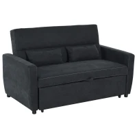 HOMCOM Slaapbank chaise longue slaapbank 2-zits bankstel in stof donkergrijs(m-11)