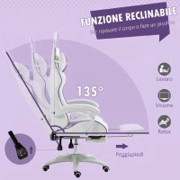Vinsetto Sedia Gaming con Orecchie da Coniglio, Poggiapiedi, Cuscini, Reclinabile e Altezza Regolabile, Viola(m-6)
