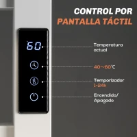 HOMCOM Toallero Eléctrico de Pared con Wi-Fi 10 Barras Temperatura Ajustable y Temporizador IPX4 45x11x80 cm Blanco(m-5)