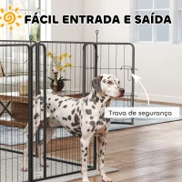 PawHut Parque para Cães de 8 Painéis 68x100 cm Parque Dobrável para Cães Médios com Portas Fecho e Estacas Preto(m-5)