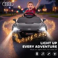 AIYAPLAY Licensed Audi R8 Spyder 12V Electric Car for Kids with Remote Control, Dual Motors, Rear Suspension, Soft Start, Black(m-8)