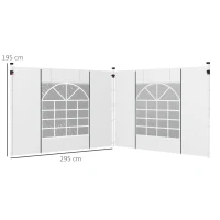 Outsunny Paviljoen Gordijnen, Set van 2, voor 3x6m of 3x3m Tuinpaviljoens, met Ramen en Deuren, Wit(m-3)