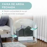 PawHut Caixa de Areia Fechada para Gatos com Bandeja Amovível Pá e Filtro Desodorizante 47x45x42 cm Cinza(m-6)