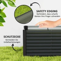 Outsunny Hoogbed 2-delige set, plantenbak, extra diep, metaal, 120 x 60 x 60 cm Donkergrijs(m-6)