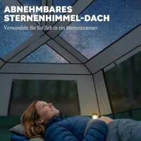 Outsunny Campingzelt für 4-6 Personen stabil 3000mm wasserdicht Familienzelt mit abnehmbarem oberen Abdeckung UV30+ Schutz Grün(m-5)