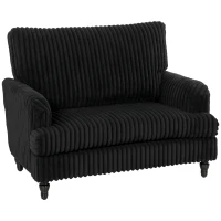 HOMCOM Corduroy Single Sofa Armchair, Modern Accent Chair with Stripes, Turned Legs and Wide Seat, Black(m-11)