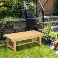 Outsunny Wooden Garden Benches, 2 Seater Outdoor Benches, Fir Wood Backless Patio Loveseat with Slatted Seat for Park, 110 x 38 x 35 cm, 3 Pieces, Natural Wood Finish(m-2)